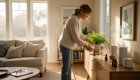 Arranging home diffusers on sideboard